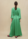 MAJE - Robe longue verte satinée - C03076
