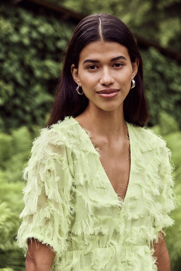 YAS - Robe mi-longue jaune vert - C03078