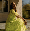 YAS - Robe mi-longue jaune vert - C03078