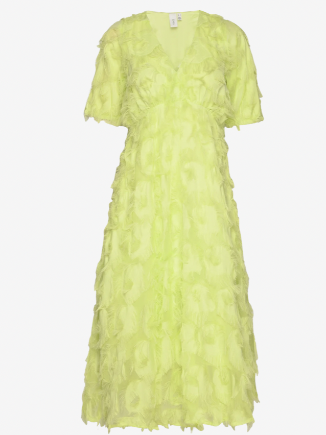 YAS - Robe mi-longue jaune vert - C03078