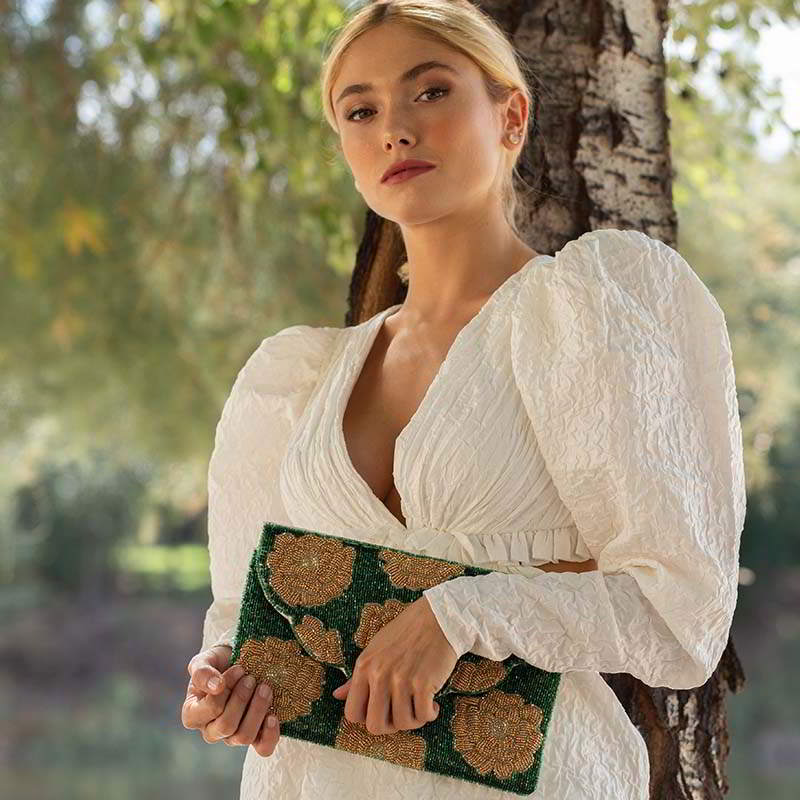 ACUS - Sac vert à fleurs- A759