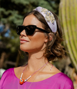 LES JUMELLES - Headband Large Mauve Brodé à Strass A917