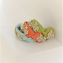 LES JUMELLES - Headband Large Corail Brodé à Strass A918