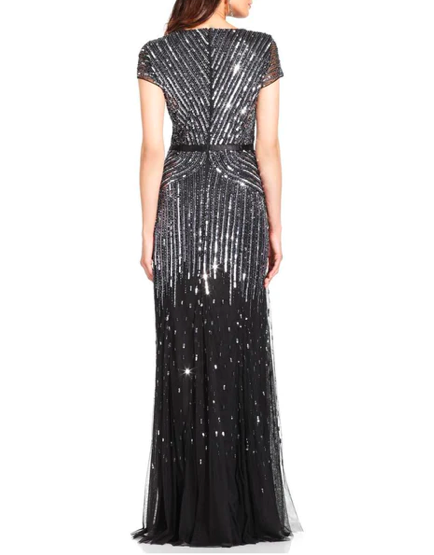 ADRIANNA PAPELL - Robe longue argentée  - C00979