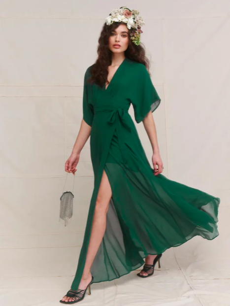 REFORMATION - Robe longue Verte WINSLOW - C03096