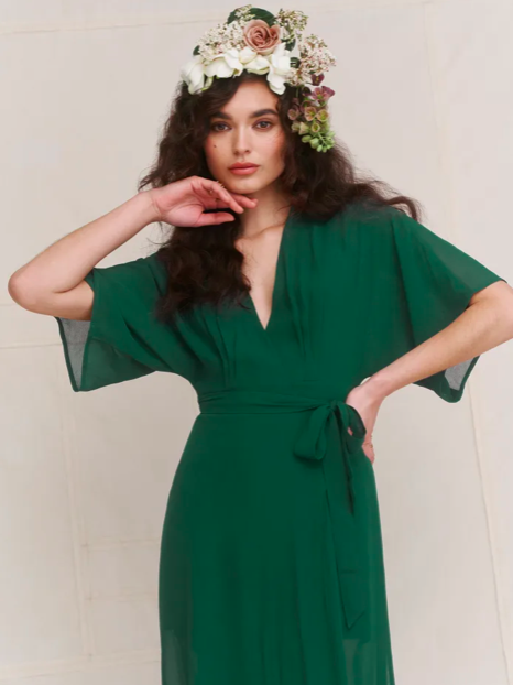 REFORMATION - Robe longue Verte WINSLOW - C03096