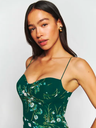 REFORMATION - Robe Mi-longue Juliette Verte Fleurie - C03097