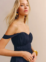 REFORMATION - Robe Longue Bleue Marine JAYDE - C03103