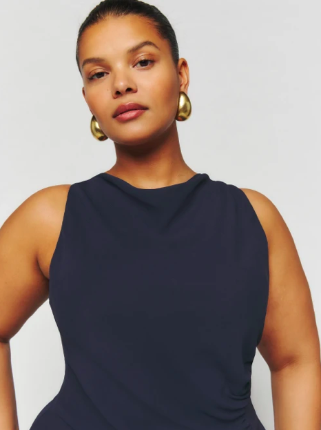 REFORMATION - Robe longue Bleu Marine SENNA - C03104