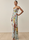 REFORMATION - Robe longue Melita bleue fleurie - C02796