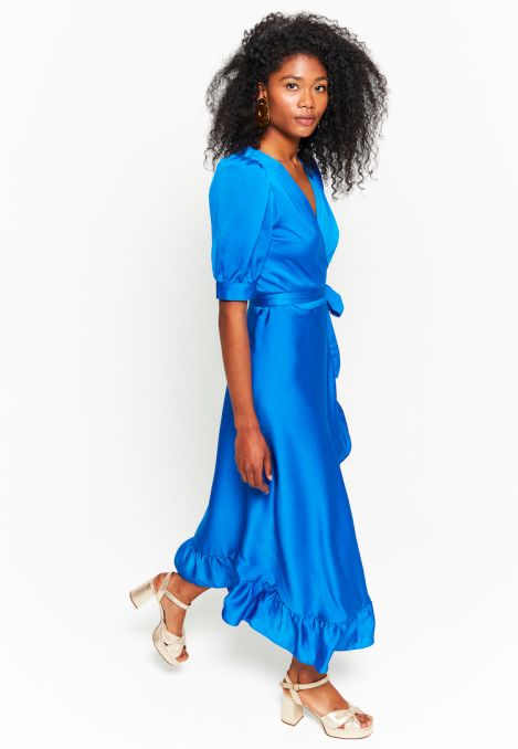 MAISON GUILLEMETTE - Robe longue - PILAR - Bleu Cobalt - C03142