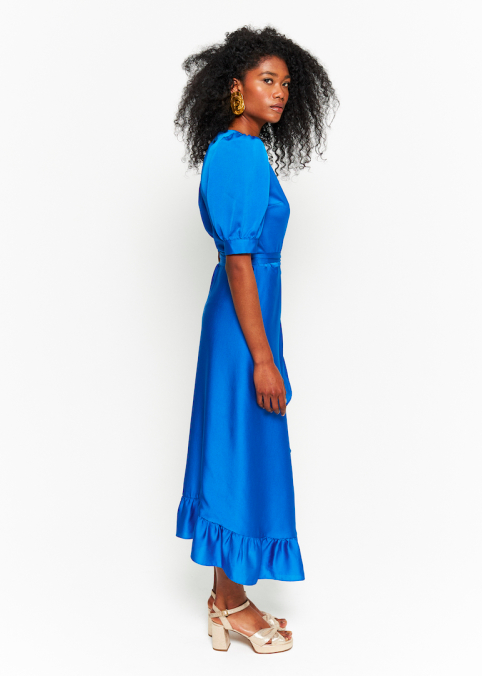 MAISON GUILLEMETTE - Robe longue - PILAR - Bleu Cobalt - C03142