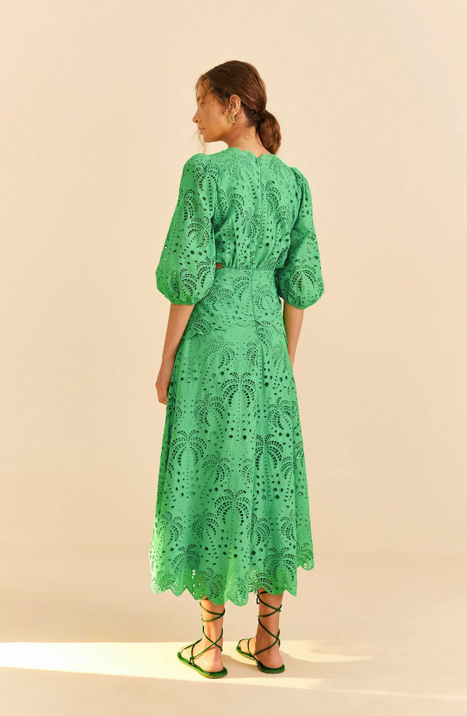 FARM RIO - Green Richelieu - Robe Midi - Verte - C03182
