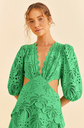 FARM RIO - Green Richelieu - Robe Midi - Verte - C03182