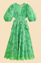 FARM RIO - Green Richelieu - Robe Midi - Verte - C03182