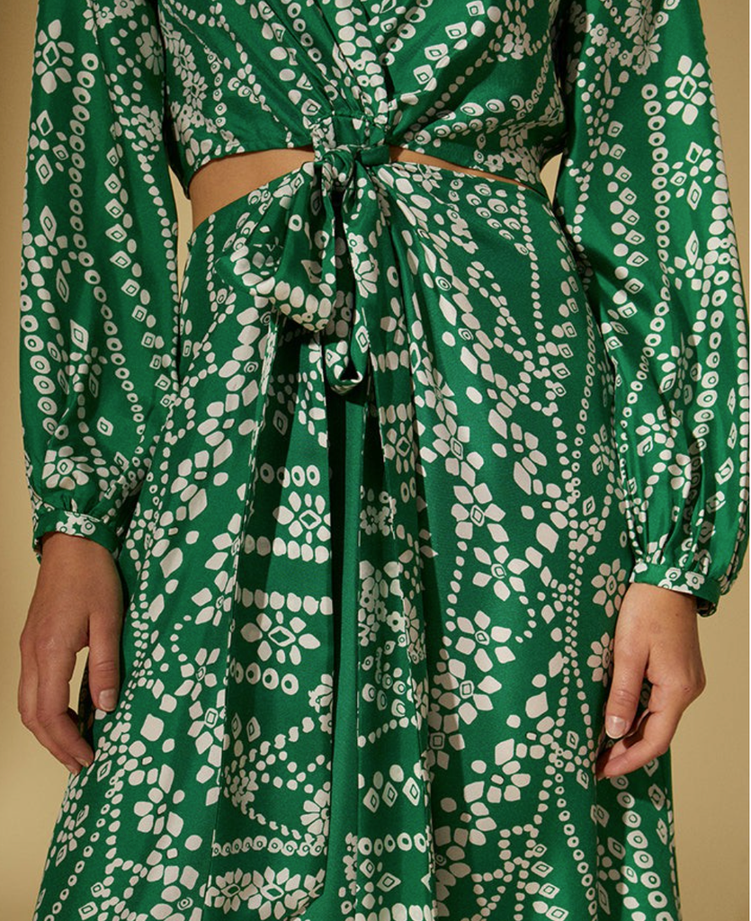 Ralda - Robe Longue Verte Fleuri - TRESSÉ - C03163