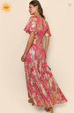 RIXO - Robe Longue Rose et Dorée DINA - C03205