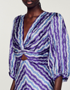 SANDRO - Robe Longue Imprimé Blanc Violet Bleu - C03209