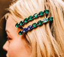 LOC - Barrette Emma - GRANDE - Pierres SWAROVSKI - Crystal Vert et Bleu - LES COURONNES DE VICTOIRE - A941