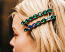 LOC - Barrette Juliette - GRANDE - Pierres SWAROVSKI - Crystal Vert - LES COURONNES DE VICTOIRE - A943