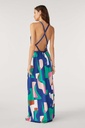 BASH - GROOMY - Robe géométrique bleue nuit - C03222