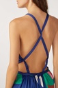 BASH - GROOMY - Robe géométrique bleue nuit - C03222