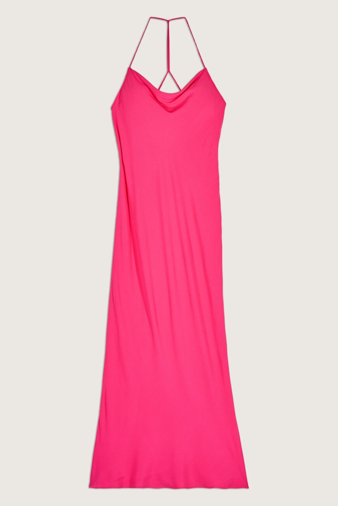 BASH - FAME - Robe soie rose fushia - C03226