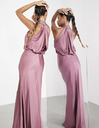 ASOS - Robe longue soie vieux rose - C03243