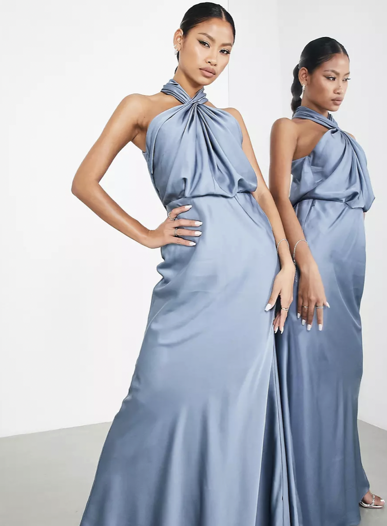 ASOS - Robe longue soie bleue claire - C03244