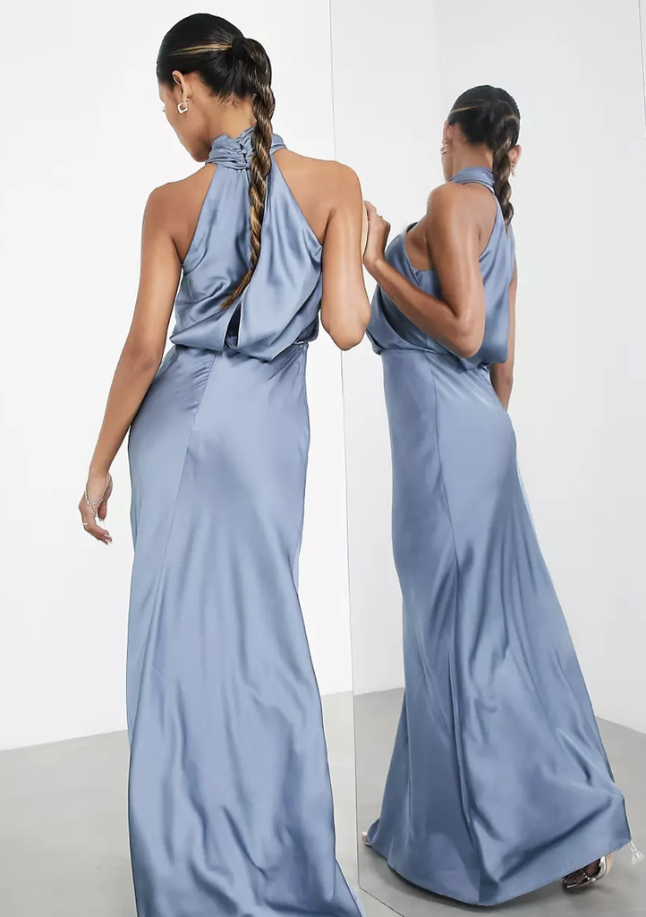 ASOS - Robe longue soie bleue claire - C03244