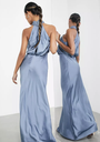 ASOS - Robe longue soie bleue claire - C03244