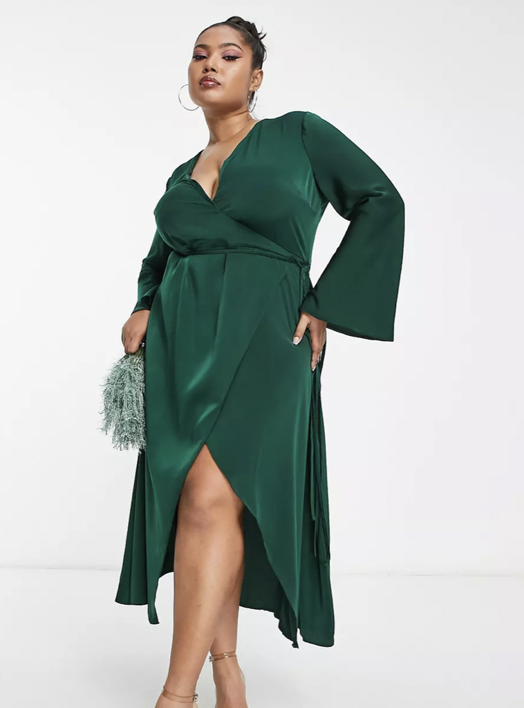 ASOS - Robe portefeuille verte - C03245
