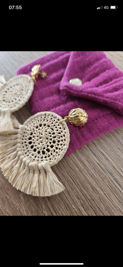 LOC - SEZANE - Bijoux - Boucles d'oreilles raphia beige - A1032