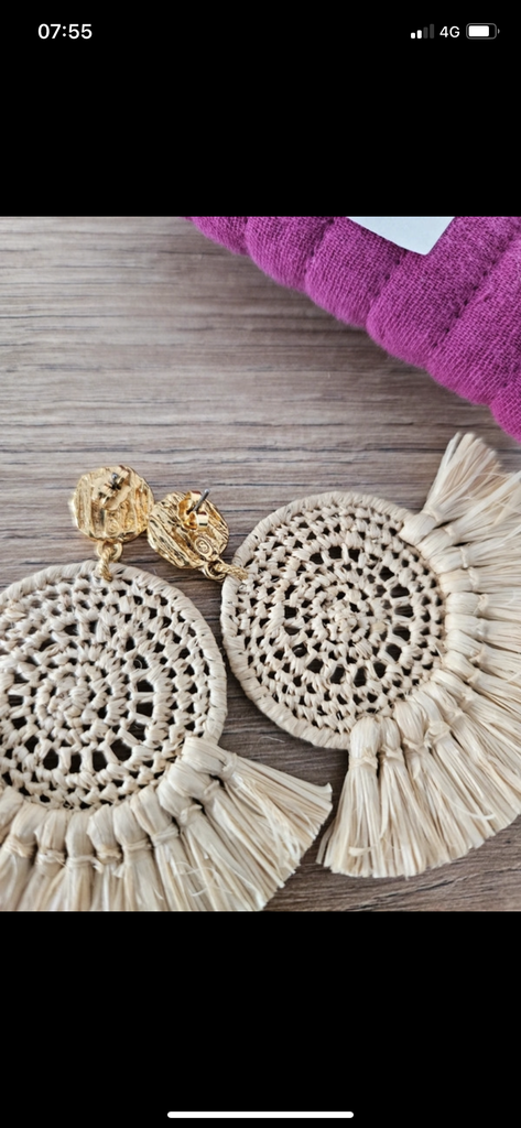 LOC - SEZANE - Bijoux - Boucles d'oreilles raphia beige - A1032