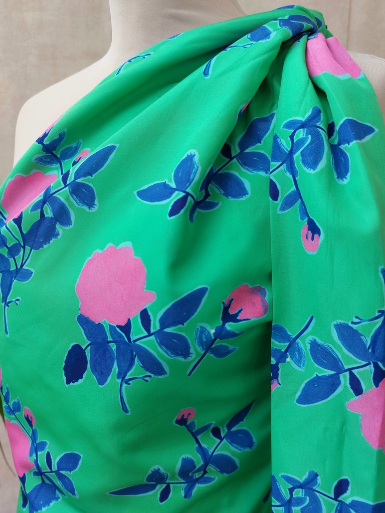 BERNADETTE ANTWERP - ROBE COURTE VERTE FLEURIE - C03251