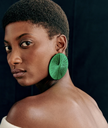 LOC - SEZANE - Bijoux - BO rond tressé vert -  A1043