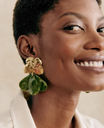 LOC - SEZANE - Bijoux - BO dorée et vert -  A1045