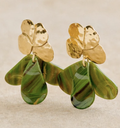 LOC - SEZANE - Bijoux - BO dorée et vert -  A1045