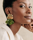 LOC - SEZANE - Bijoux - BO dorée et vert -  A1045