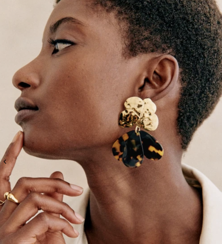LOC - SEZANE - Bijoux - BO dorée et brun -  A1046