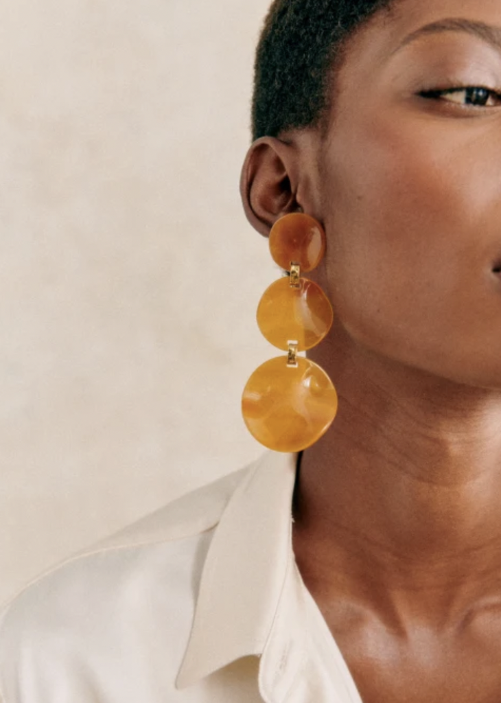LOC - SEZANE - Bijoux - BO longue miel orangé -  A1049