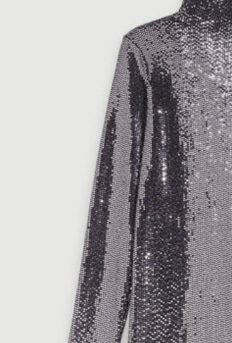 MAJE - Robe mi-longue argent  - C03306