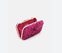 Sac paillettes velours fuchsia - A1216