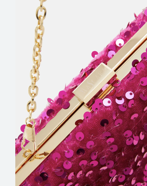 Sac paillettes velours fuchsia - A1216
