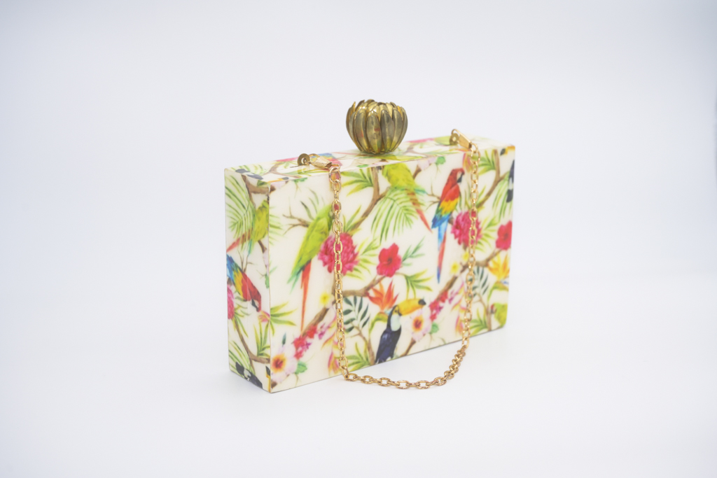 ACUS - Sac Rigide Motifs Fleuris et Perroquets - A928