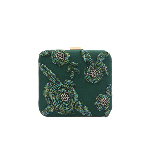 ACUS - Sac Vert Sapin Perles et Sequins Carré - A863
