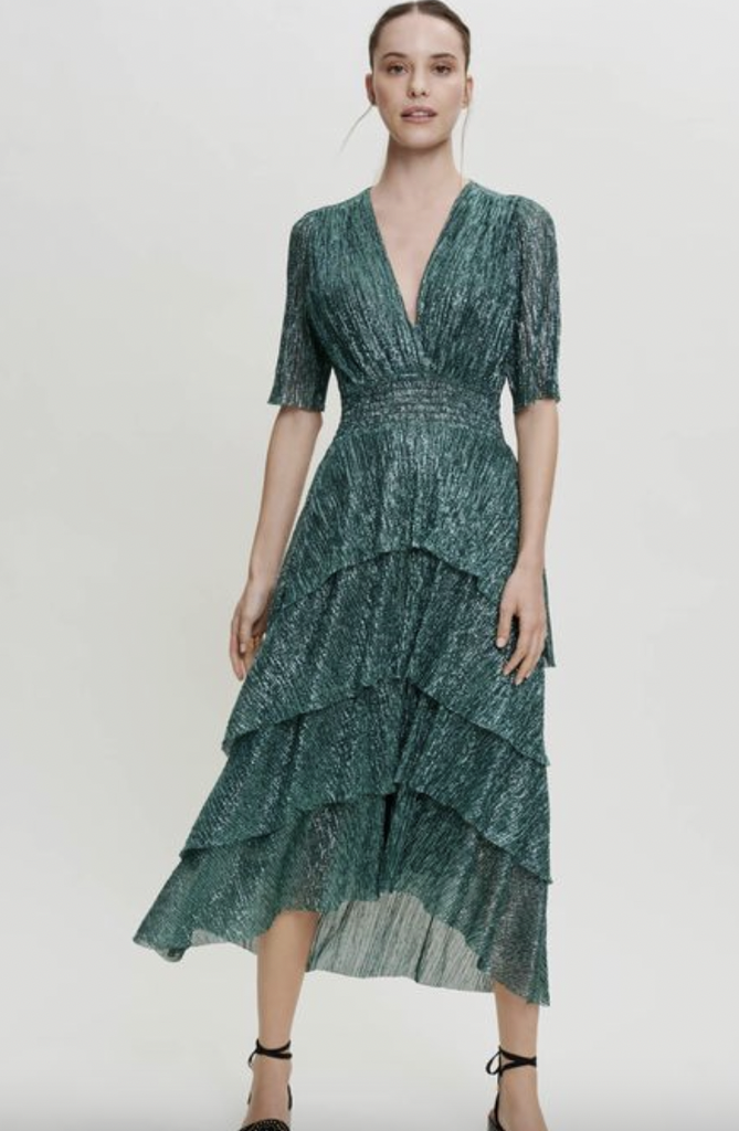 MAJE - Robe verte lurex   - C03399
