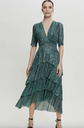 MAJE - Robe verte lurex   - C03399