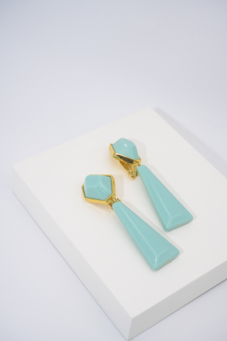 LOC - MAISON GUILLEMETTE - Bijoux - Boucles d'oreilles WALLIS Vert Pale A Clips - A937