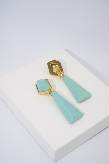 LOC - MAISON GUILLEMETTE - Bijoux - Boucles d'oreilles WALLIS Vert Pale A Clips - A937